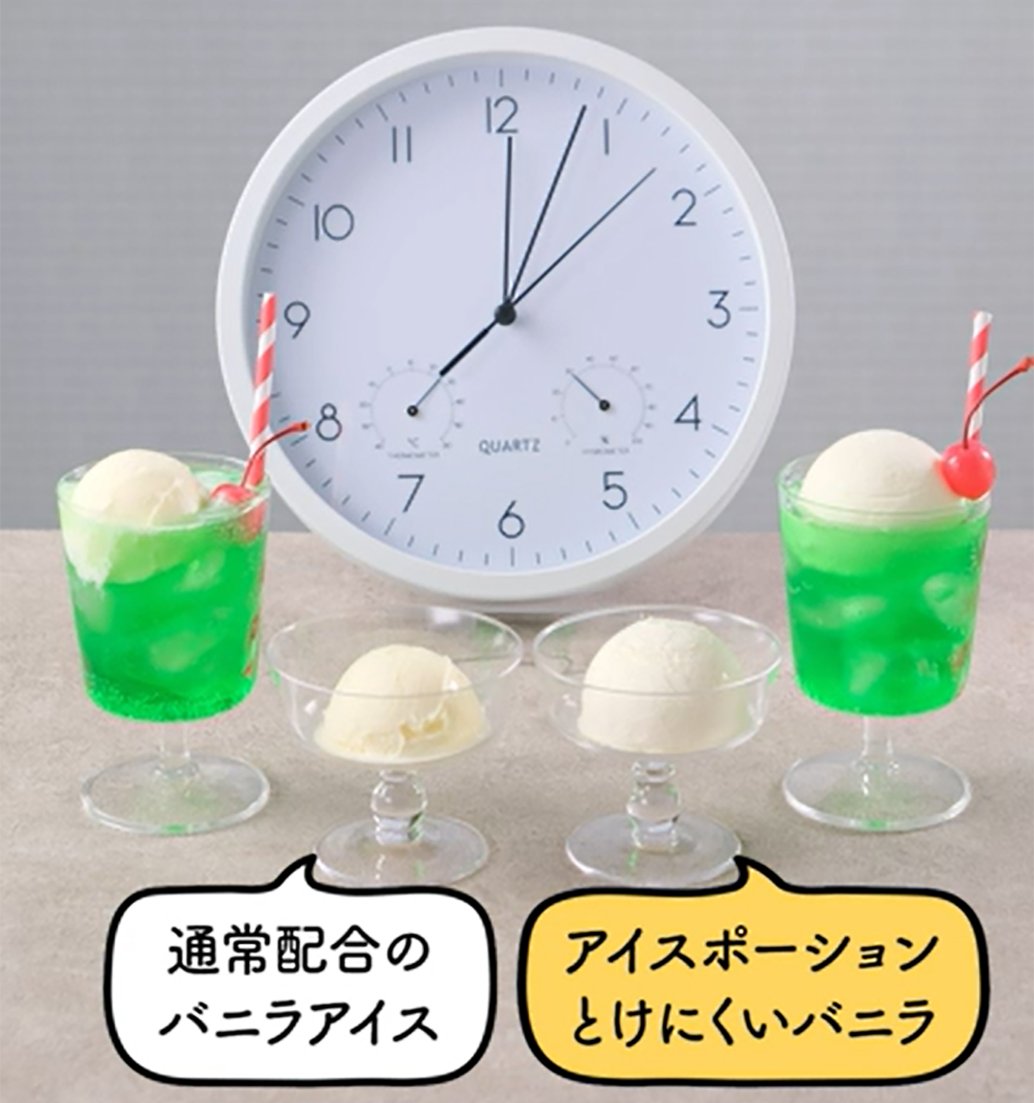 30分たってもカタチが崩れにくい!|ロッテアイス・アイスポーション とけにくいバニラ