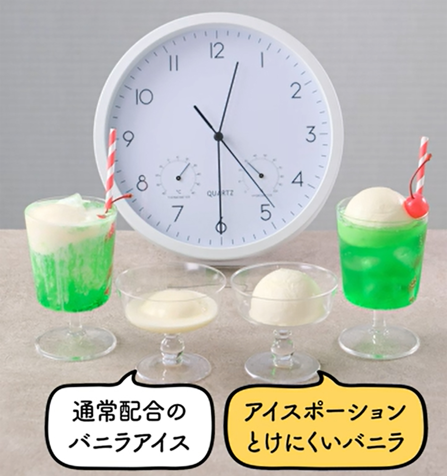 30分たってもカタチが崩れにくい!|ロッテアイス・アイスポーション とけにくいバニラ